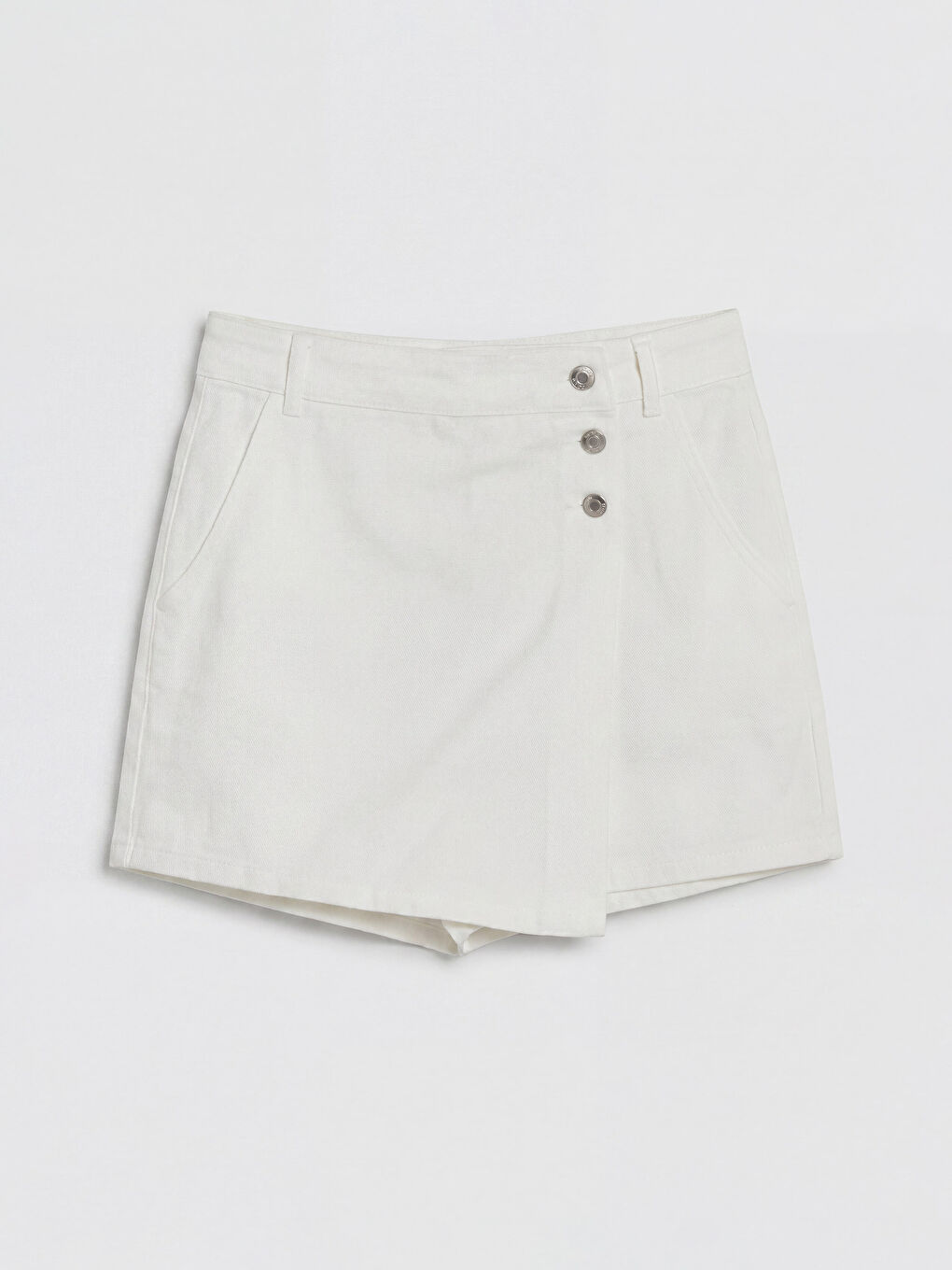 Beyaz Dar Fit Kadın Jean Şort Etek