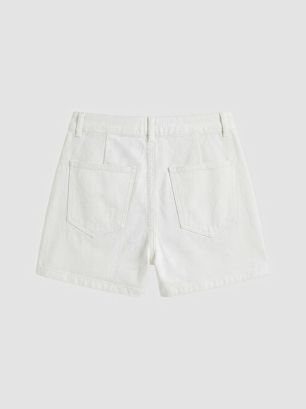 Beyaz Yüksek Bel Kadın Jean Şort Etek-1