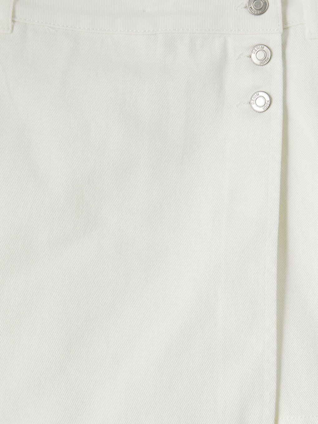 Beyaz Yüksek Bel Kadın Jean Şort Etek-2