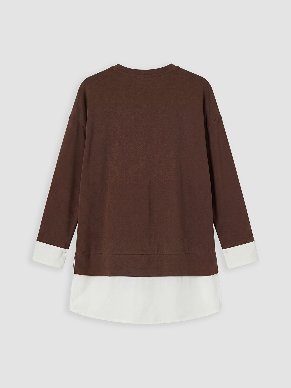 Kahverengi Soft Touch Oversize Kadın Sweatshirt Tunik-1