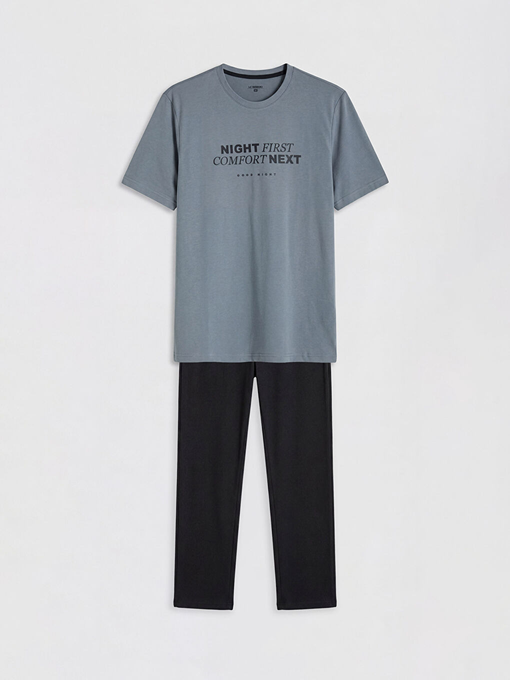 Gri Regular Fit Baskılı Erkek Pijama Takımı