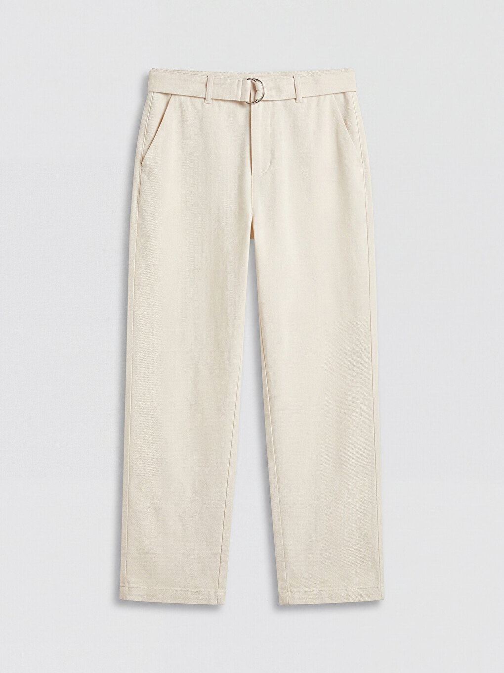 Ekru Regular Fit Kemerli Erkek Pantolon-7