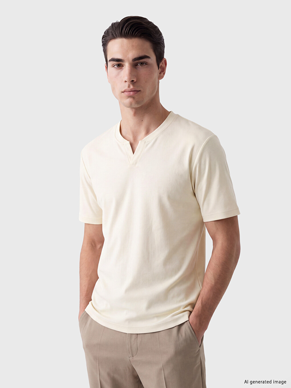 Regular Fit Grandad Collar Men's T-shirt