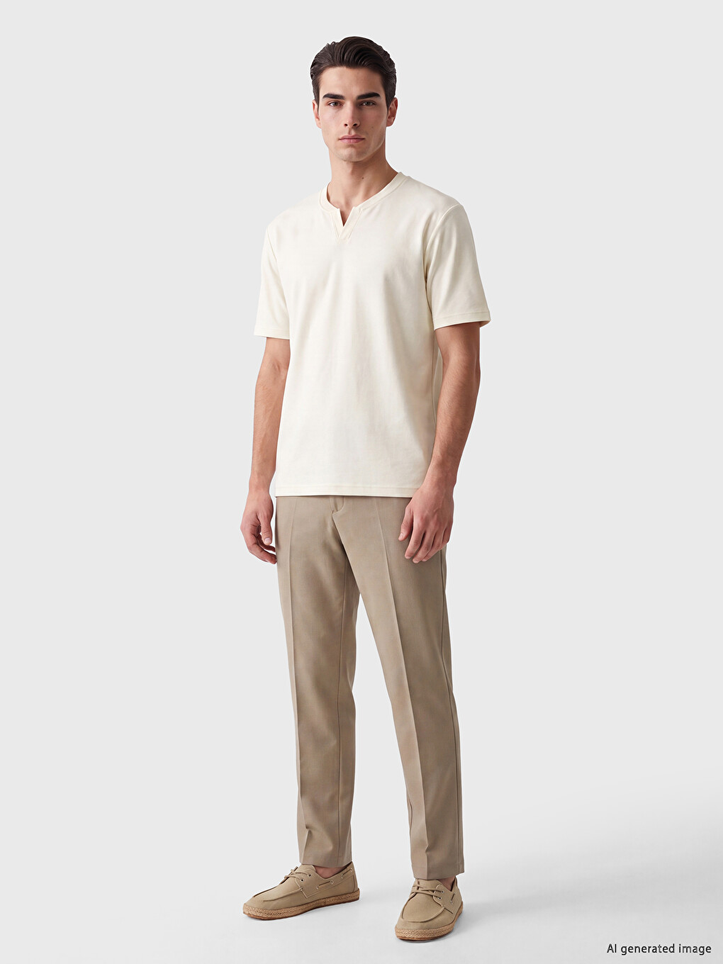Regular Fit Grandad Collar Men's T-shirt-1