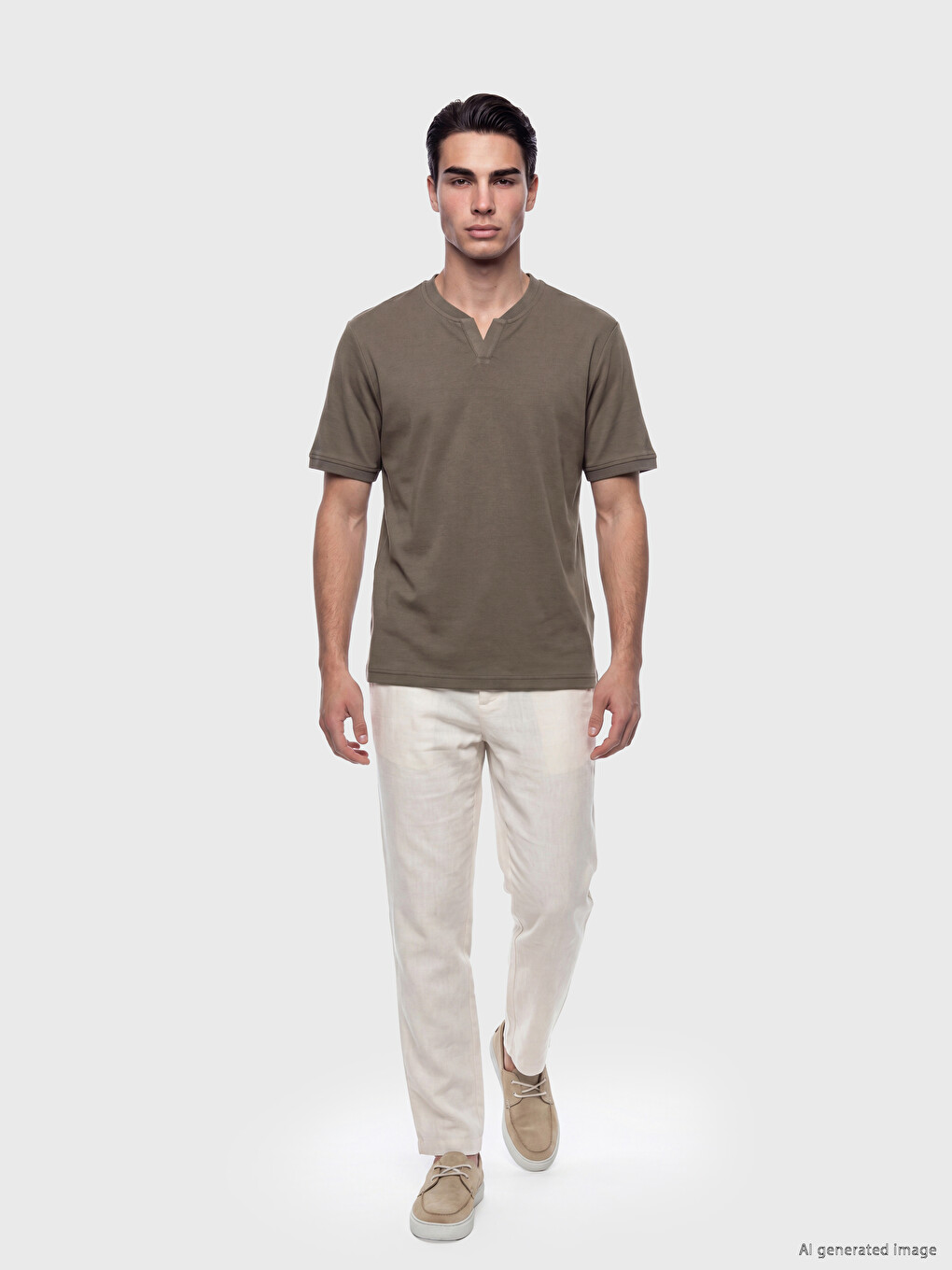 Regular Fit Grandad Collar Men's T-Shirt-1