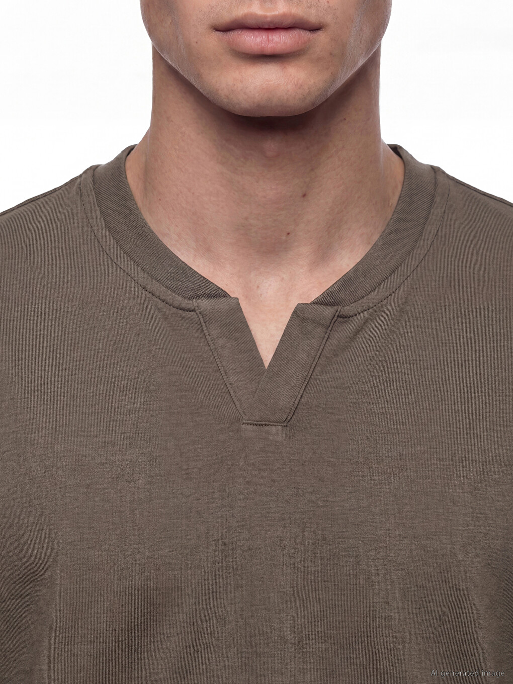 Regular Fit Grandad Collar Men's T-Shirt-2