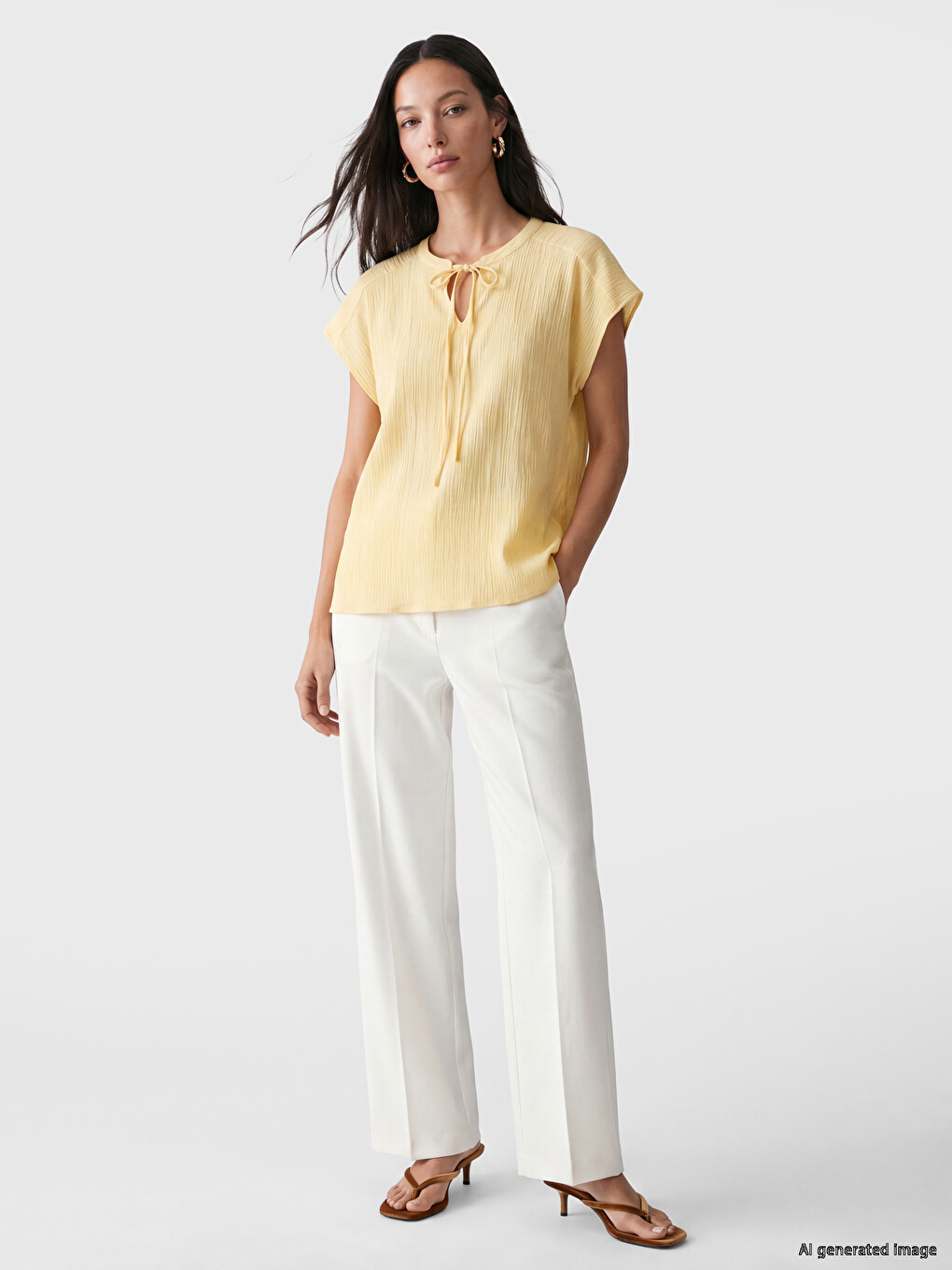 Tie Neck Textured Blouse-1