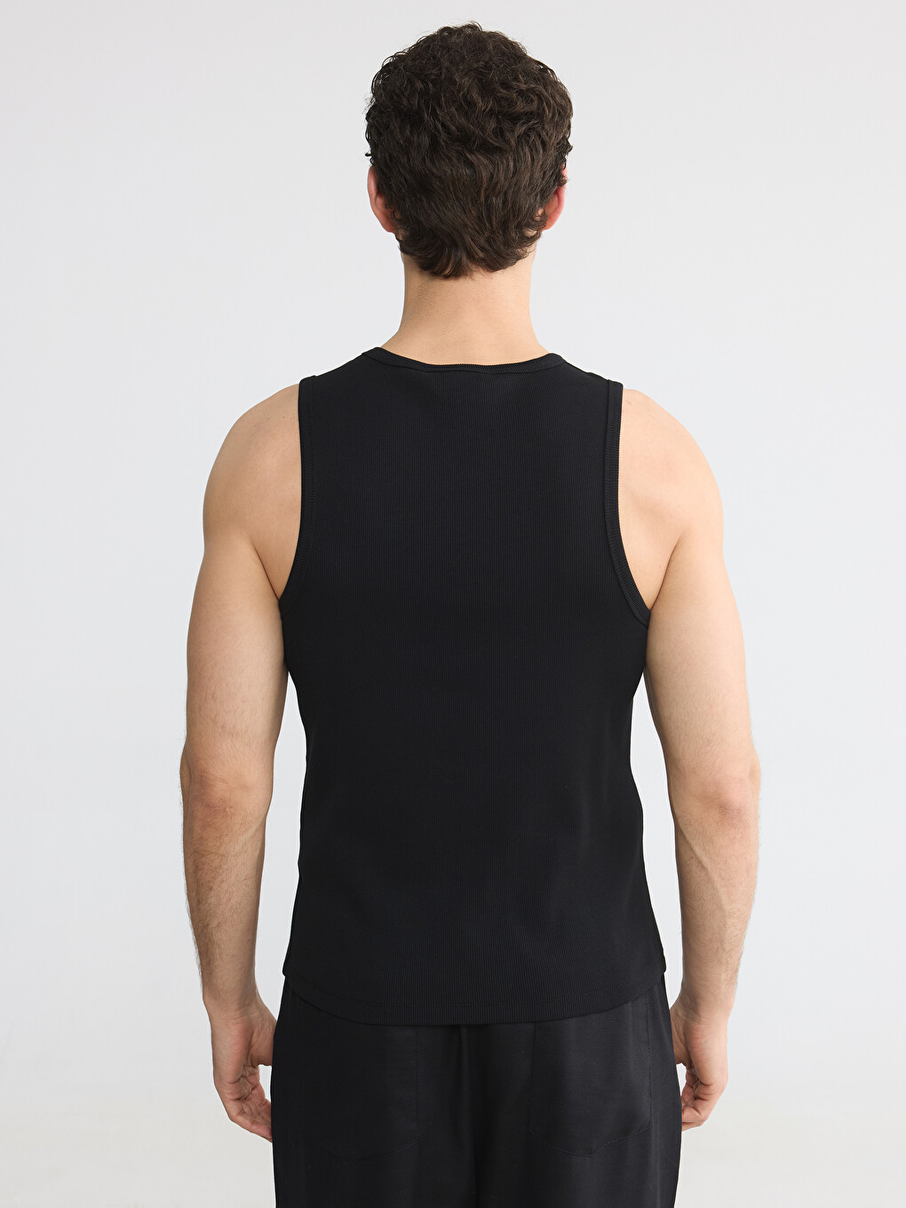 Crew Neck Ribbed Men's Sleeveless T-Shirt-3