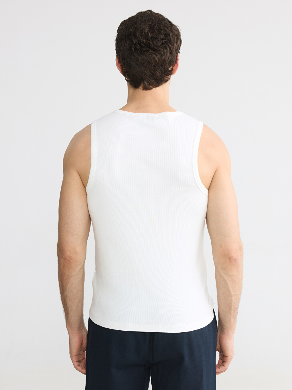 Crew Neck Ribbed Men's Sleeveless T-Shirt-3