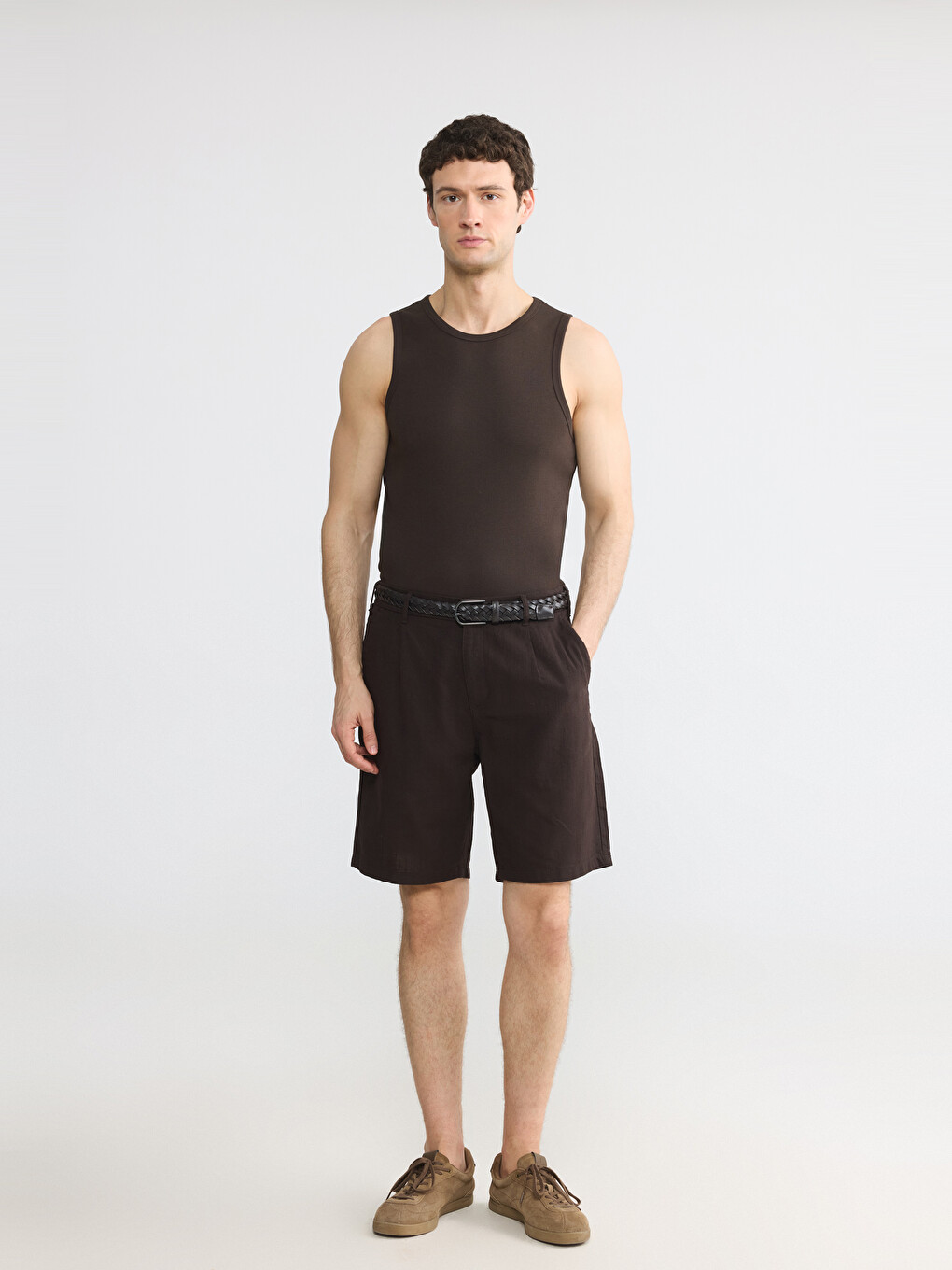 Crew Neck Ribbed Men's Sleeveless T-Shirt-1