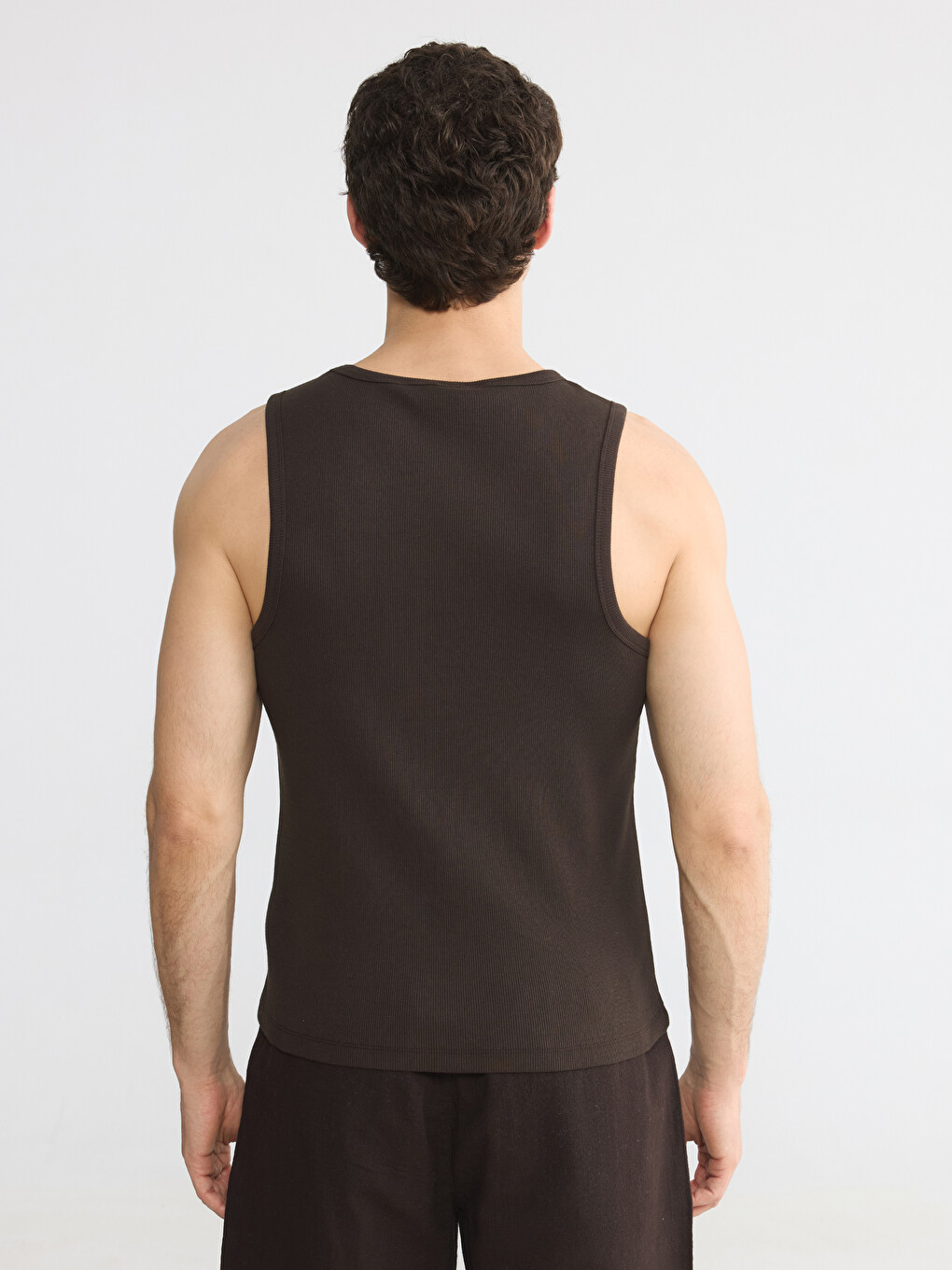 Crew Neck Ribbed Men's Sleeveless T-Shirt-3