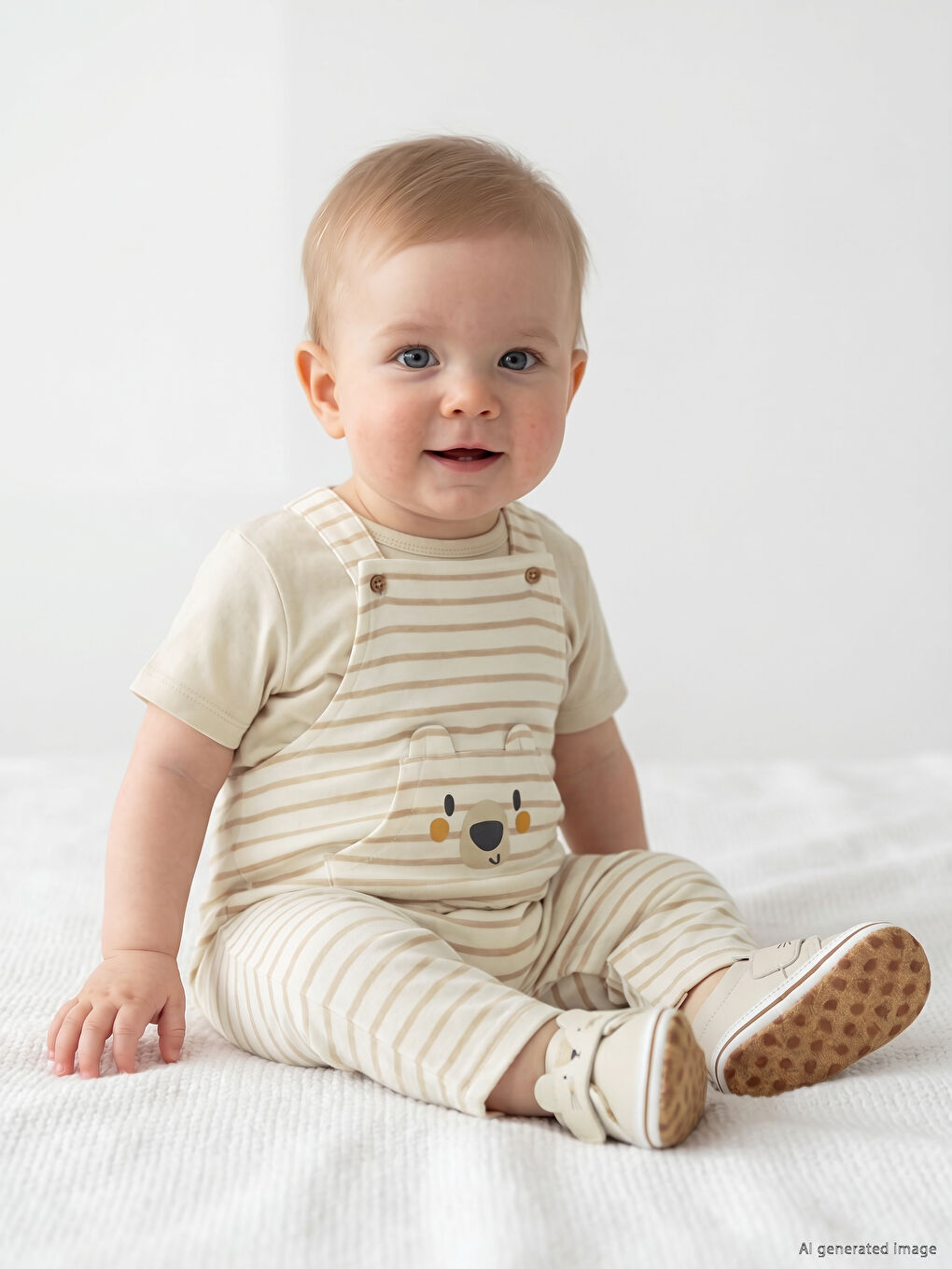 Striped Baby Boys' Dungarees and T-Shirt Set