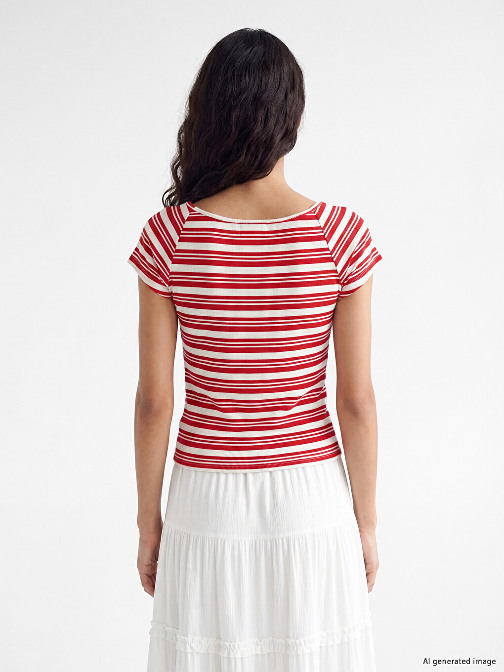 V Neck Striped Ruched Blouse-3