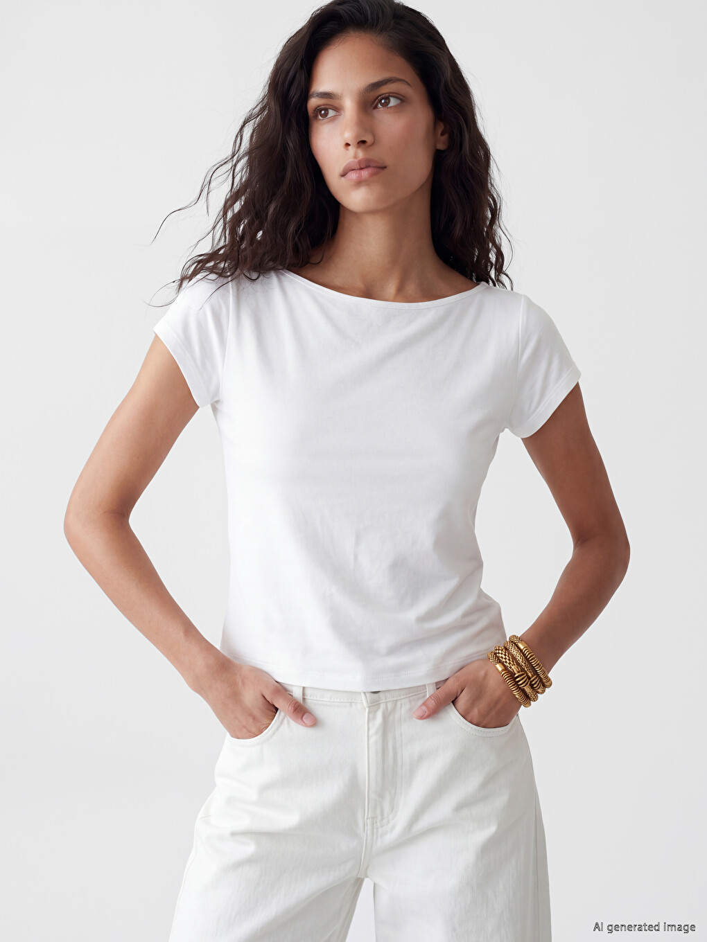 Slash Neck Modal Blend Women's Crop