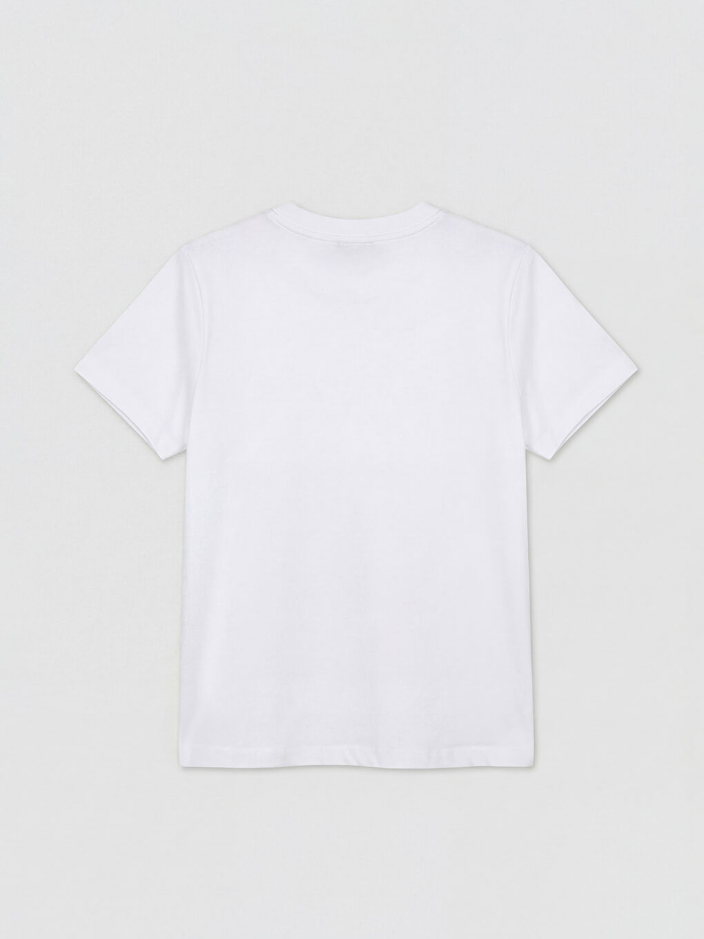 Beyaz Bisiklet Yaka Baskılı Kadın Tişört-5