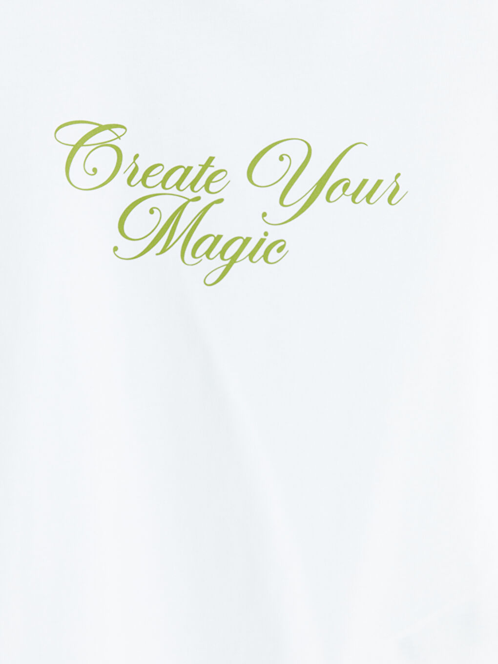 Beyaz Bisiklet Yaka Baskılı Kadın Tişört-6