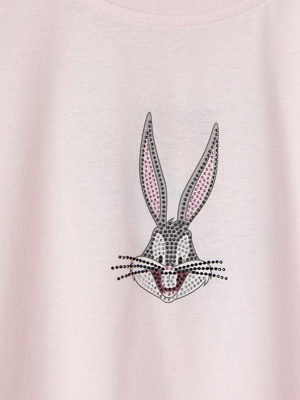 Pembe Taşlı Bugs Bunny Baskılı Kadın Tişört-2