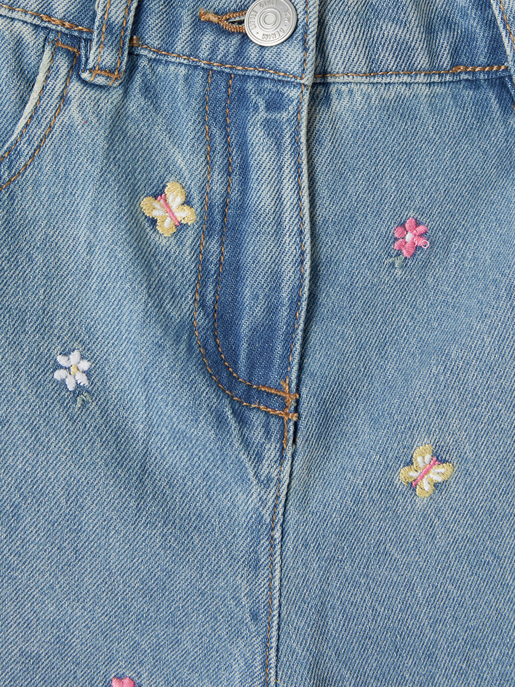 Embroidered Girls' Jean Shorts-2