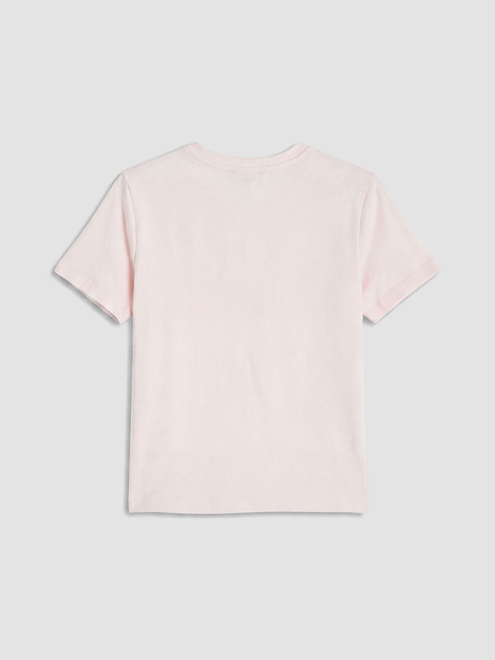 Pembe Bisiklet Yaka Nakışlı Kadın Tişört-2