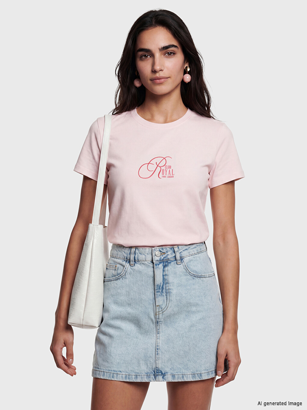 Crew Neck Embroidered Women's T-Shirt