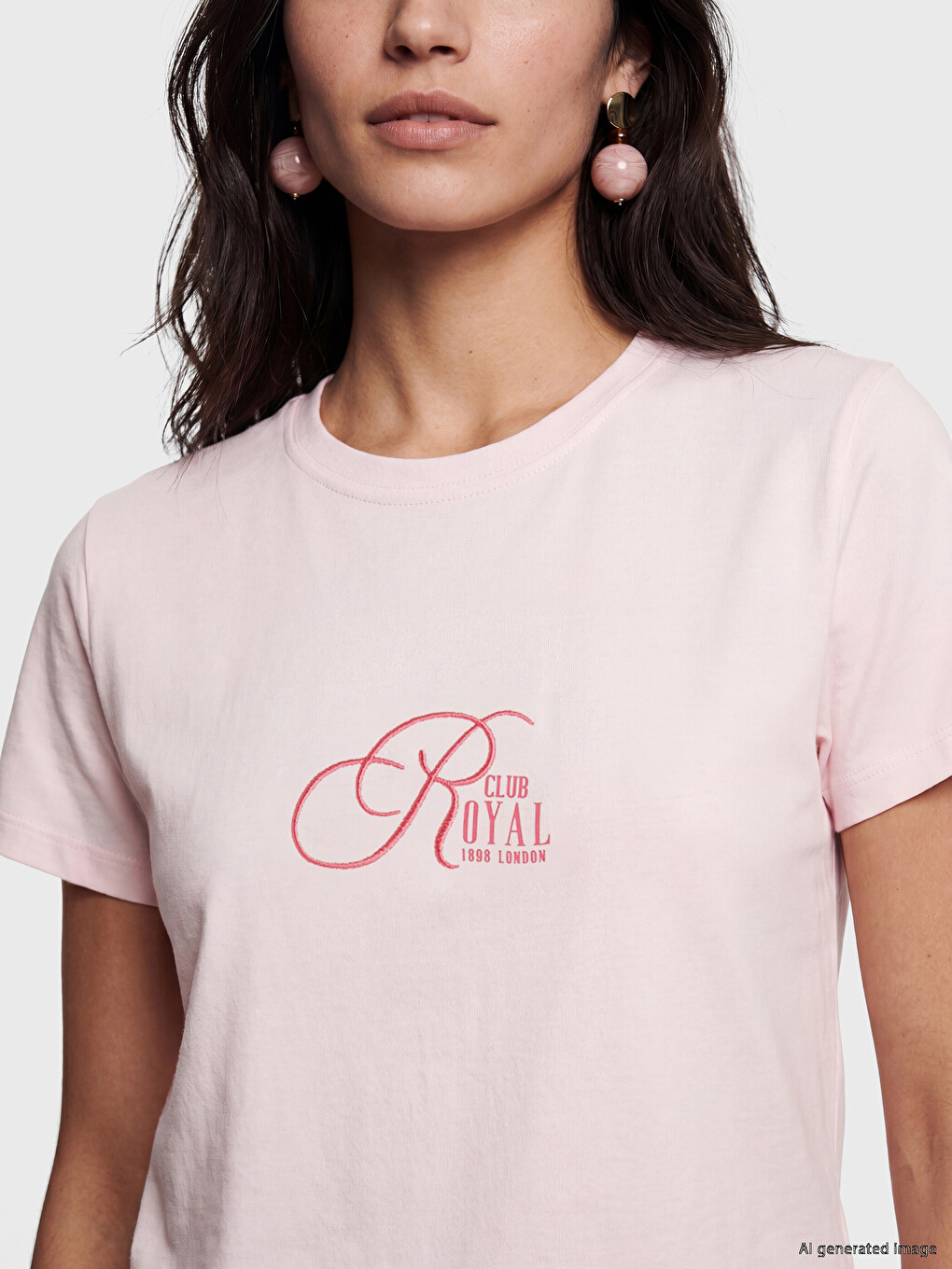 Crew Neck Embroidered Women's T-Shirt-2