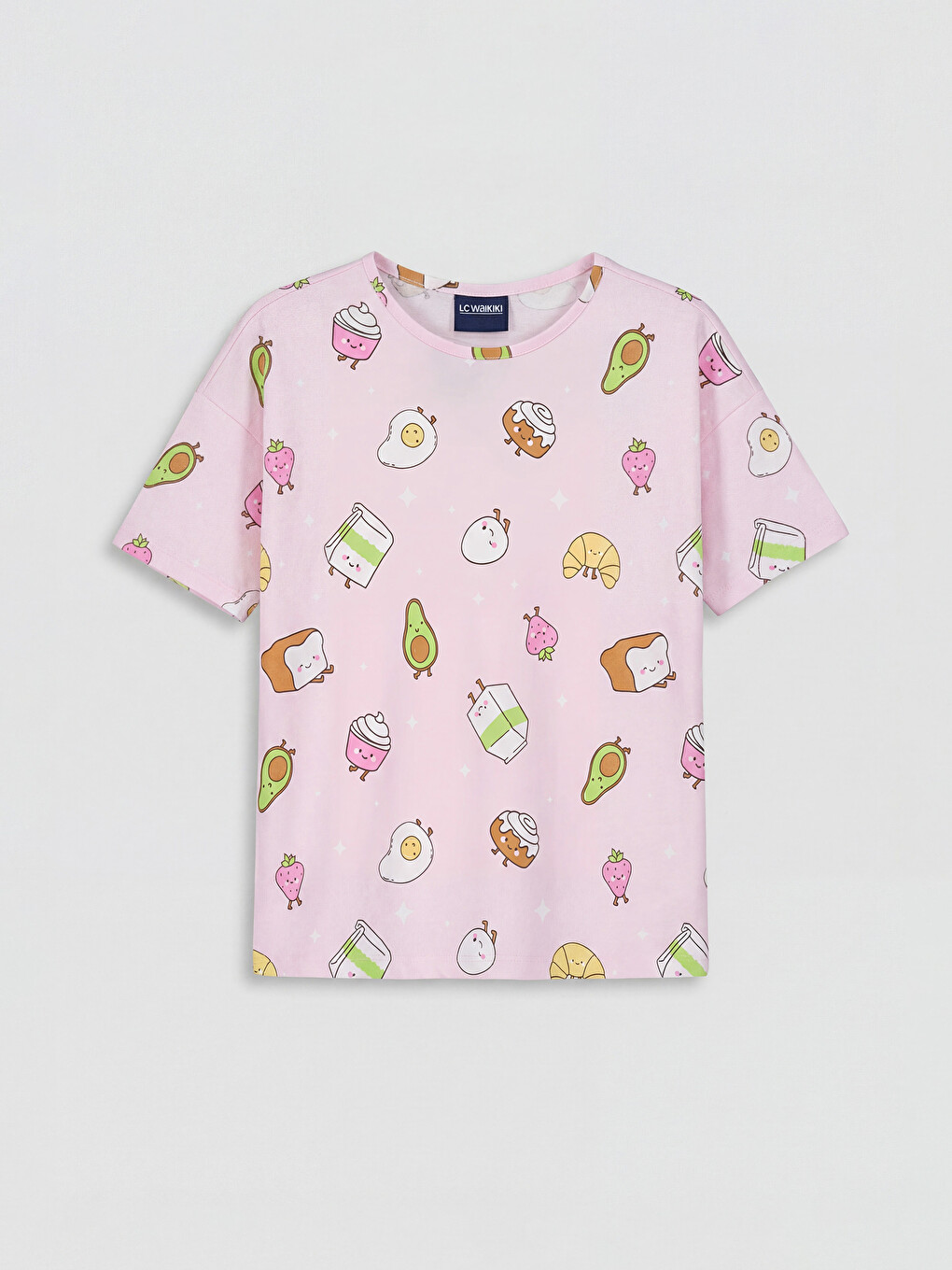 Pembe Desenli Kız Çocuk Pijama Üst