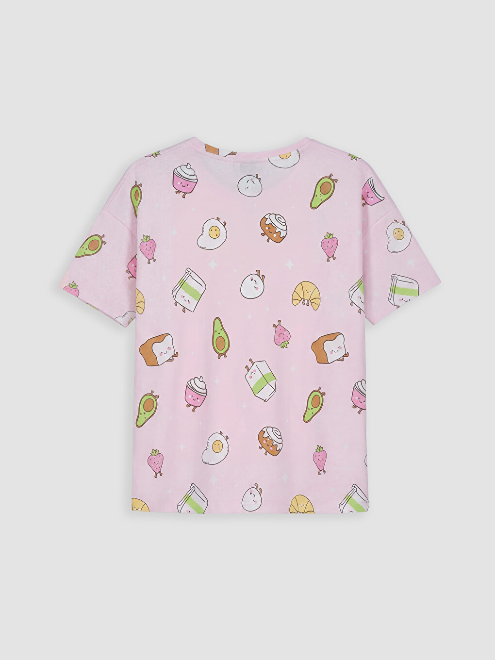 Pembe Desenli Kız Çocuk Pijama Üst-1