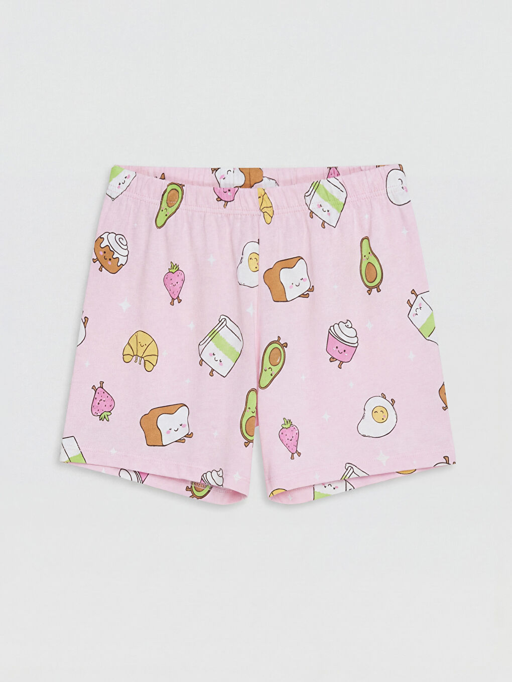Pembe Desenli Kız Çocuk Pijama Şortu