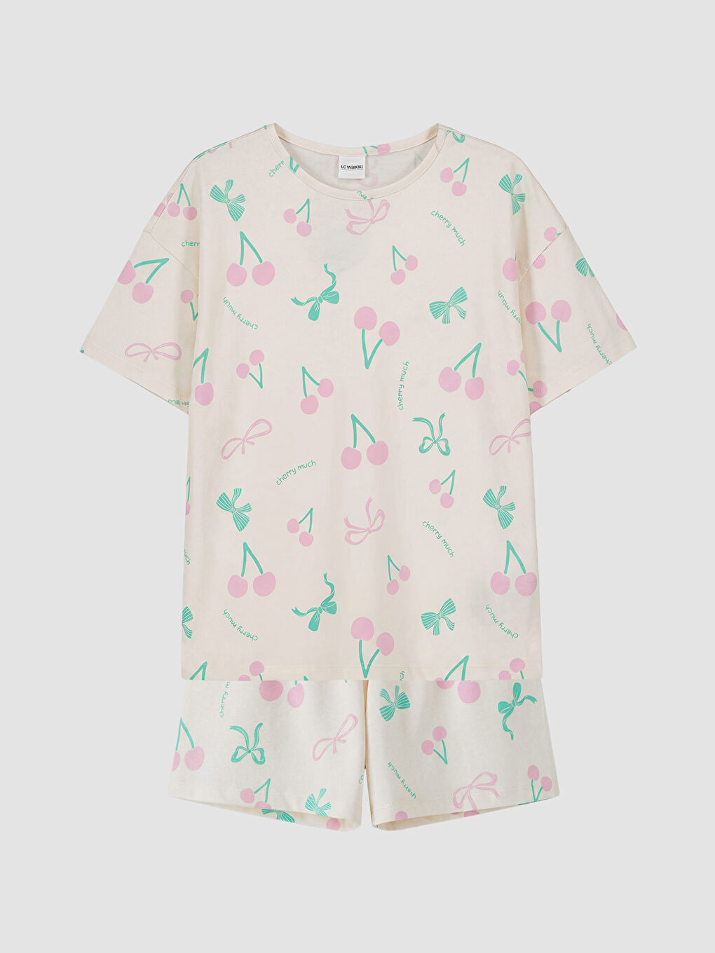 Pembe Desenli Kız Çocuk Şortlu Pijama Takımı