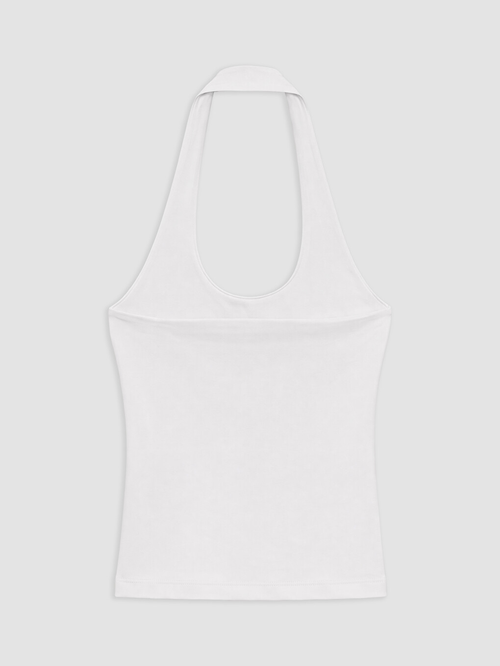 Beyaz Halter Yaka Kadın Crop-1