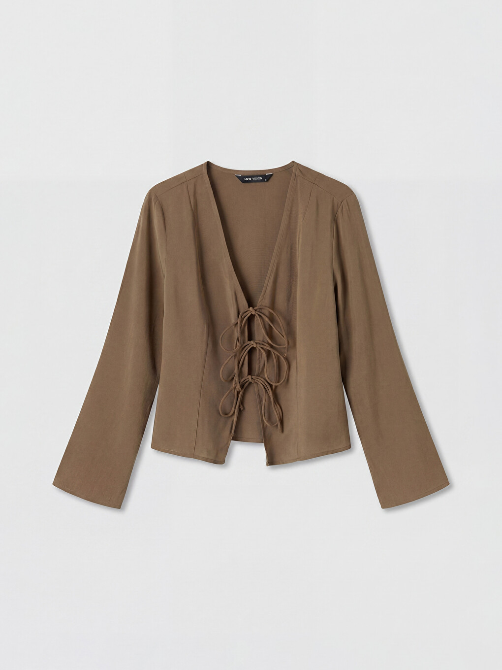 V Neck Tie Detail Blouse-4