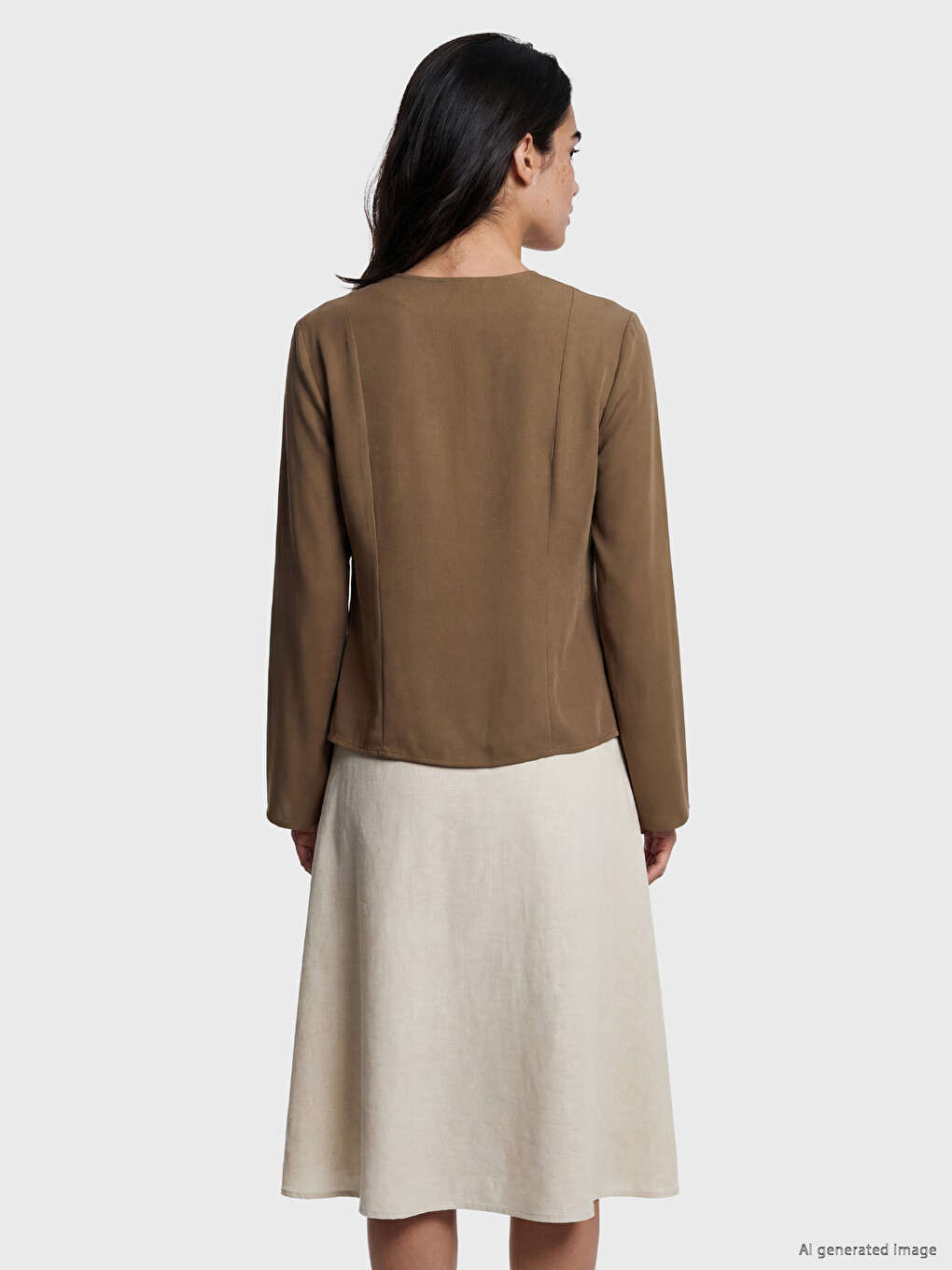 V Neck Tie Detail Blouse-3