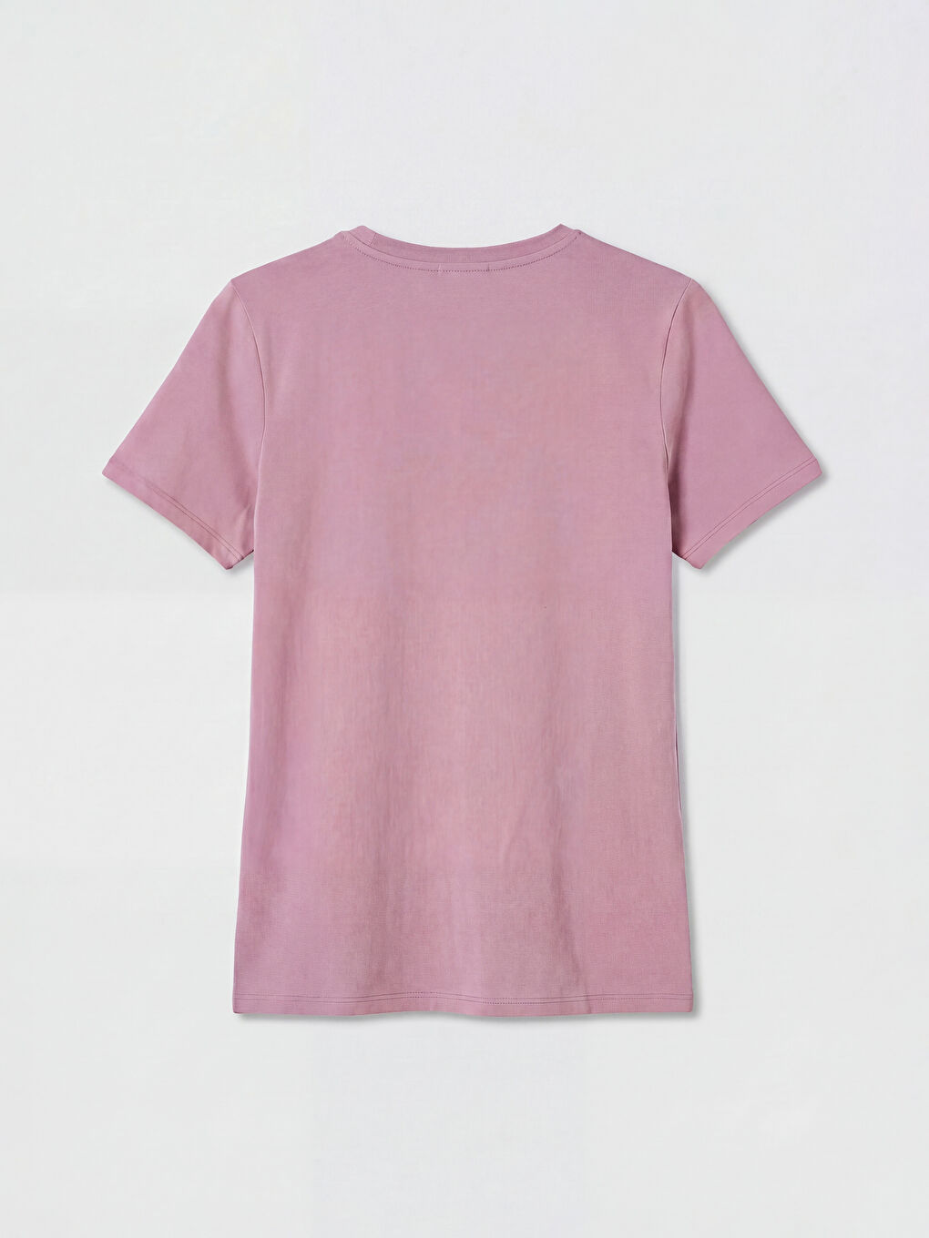 Pembe Bisiklet Yaka Kadın Tişört-1