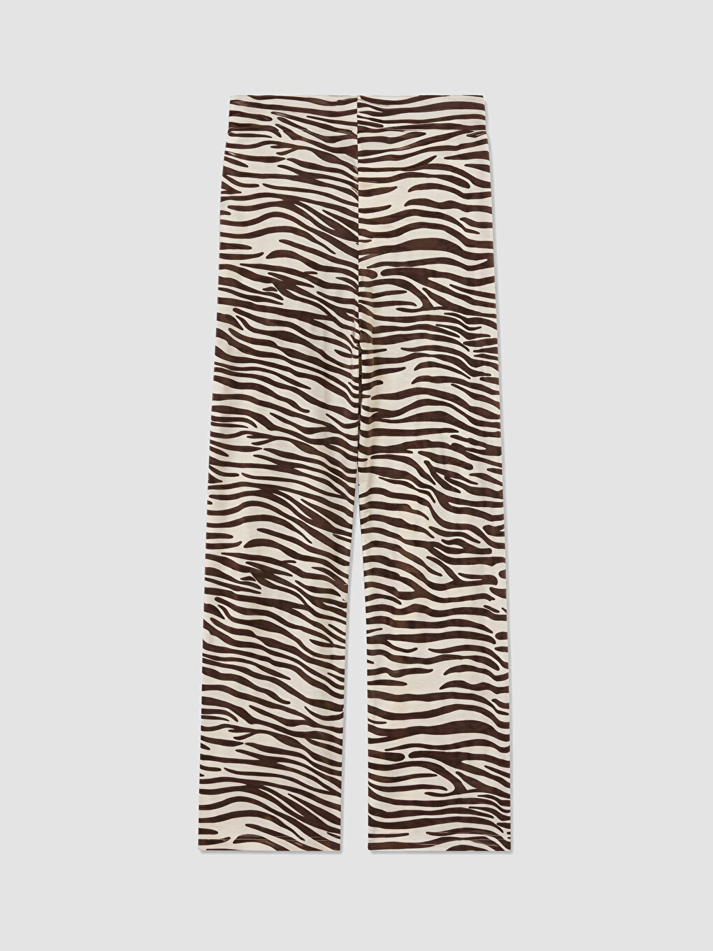 Kahverengi Beli Lastikli Leopar Desenli Kadın Pantolon