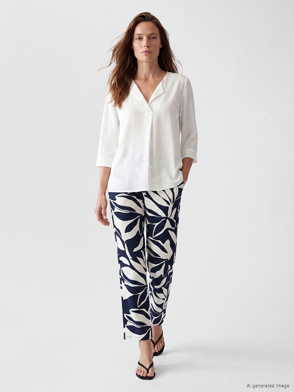 Elastic Waist Patterned Women's Trousers