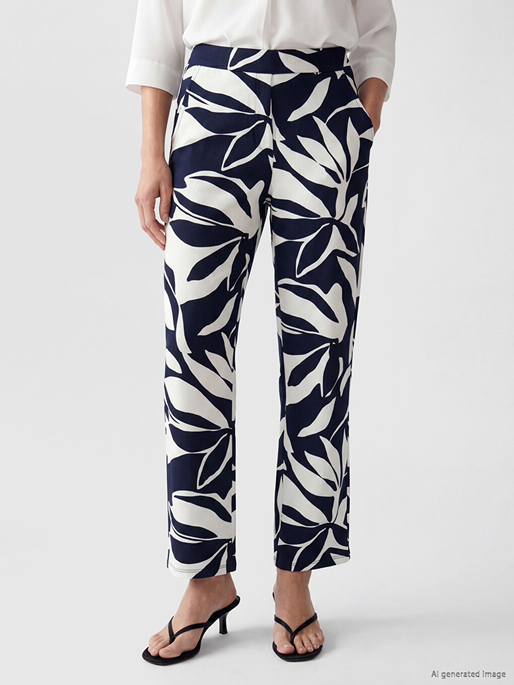 Elastic Waist Patterned Women's Trousers-1