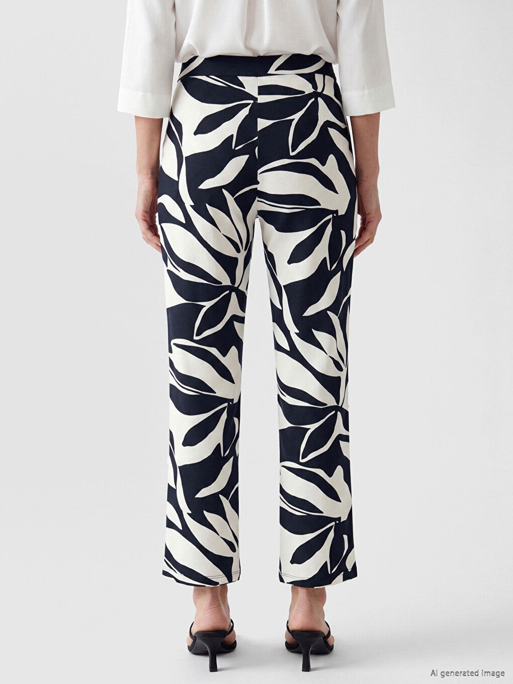 Elastic Waist Patterned Women's Trousers-3