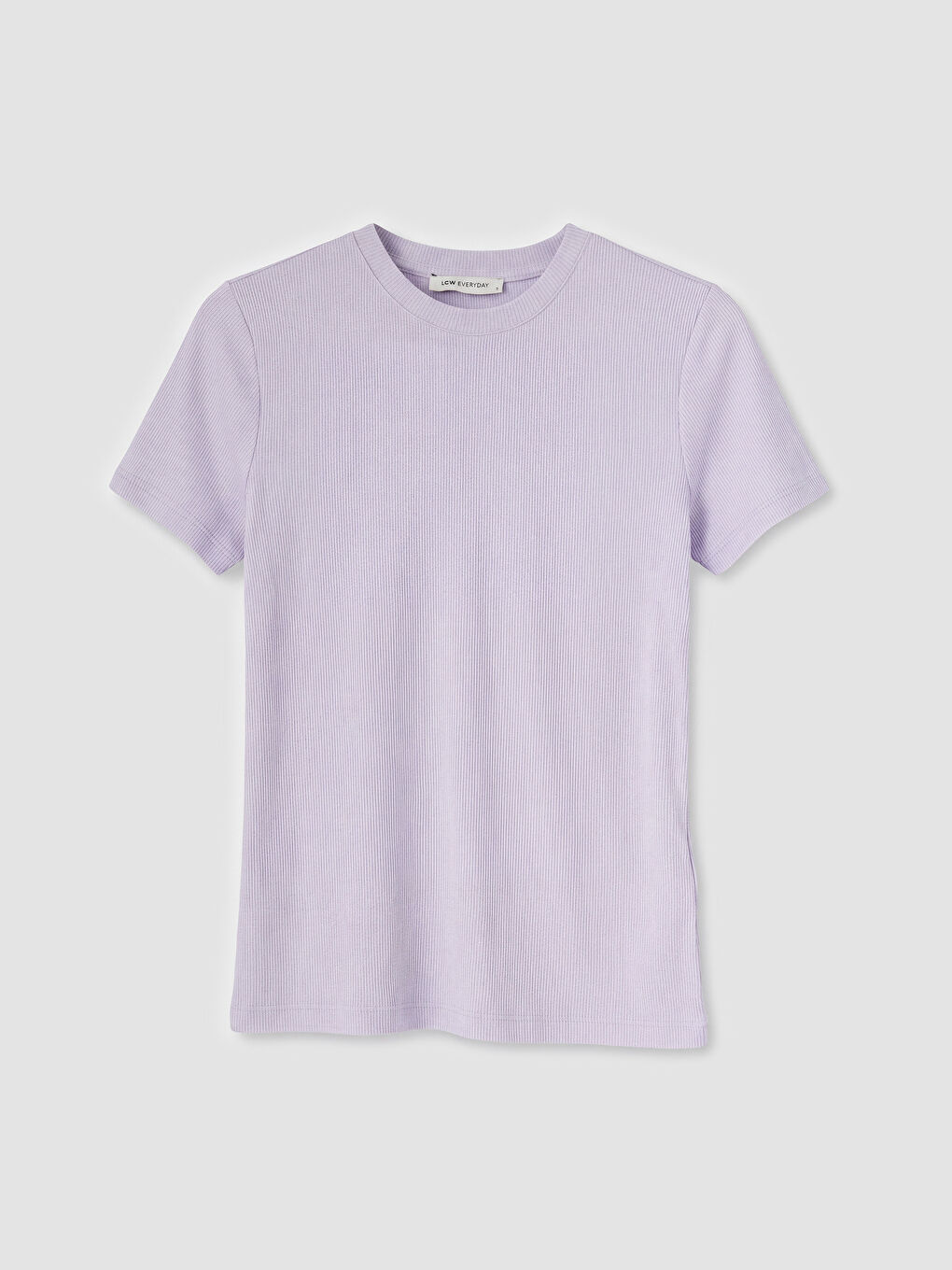 Lila Bisiklet Yaka Kadın Tişört