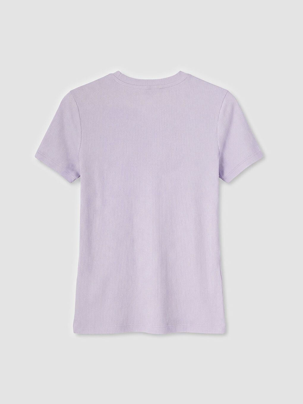 Lila Bisiklet Yaka Kadın Tişört-1