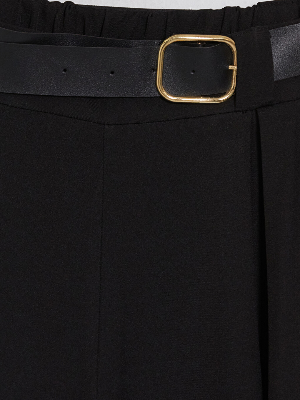 Belted Pleated Women's Fabric Trousers-5