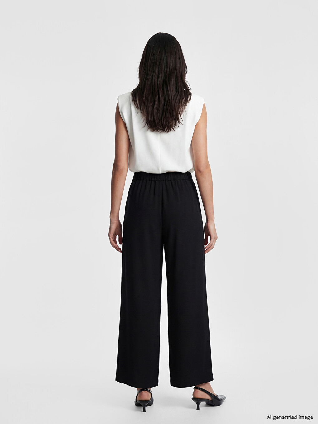 Belted Pleated Women's Fabric Trousers-3