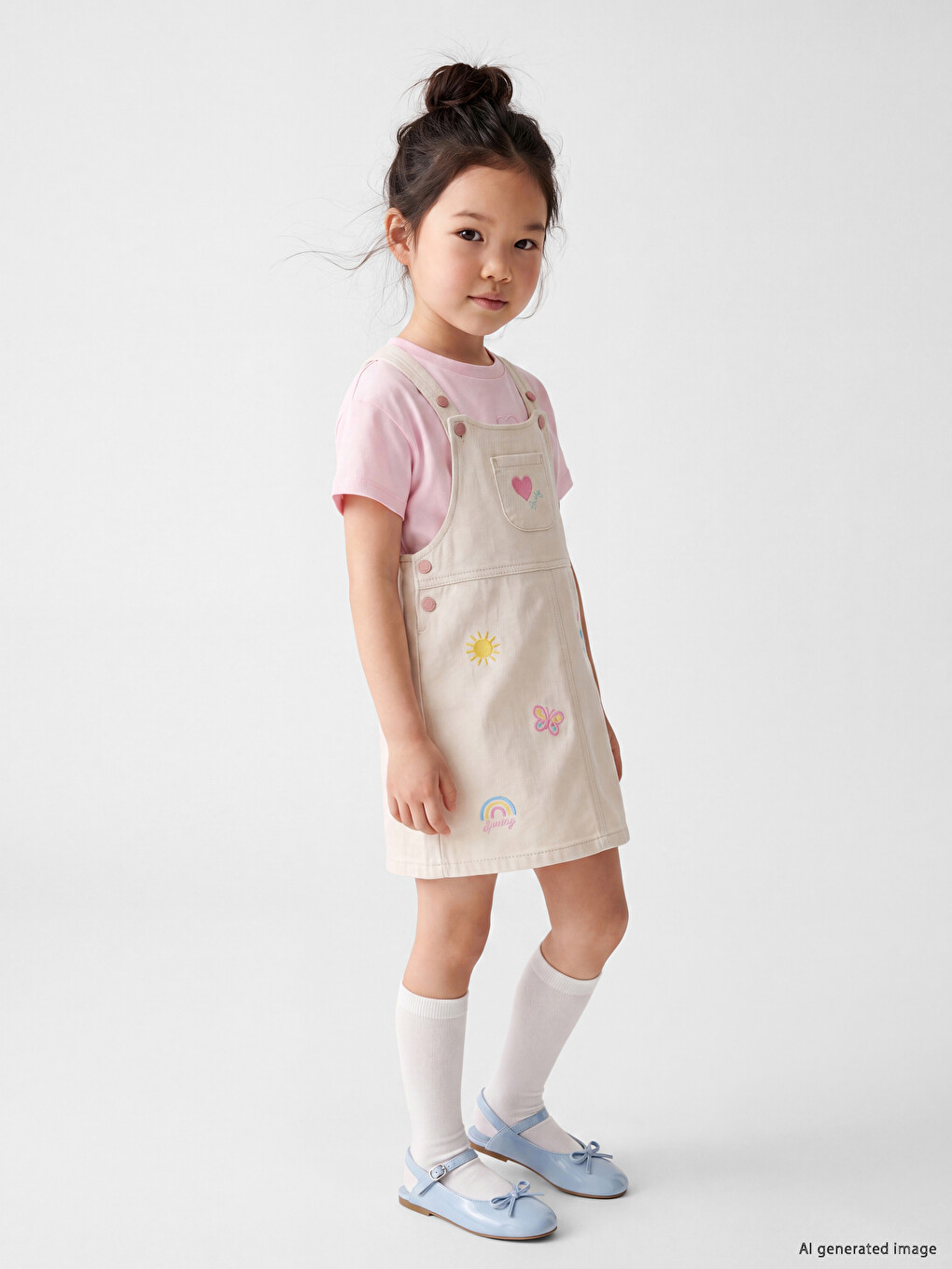 Embroidered Girls' Pinafore Dress-1