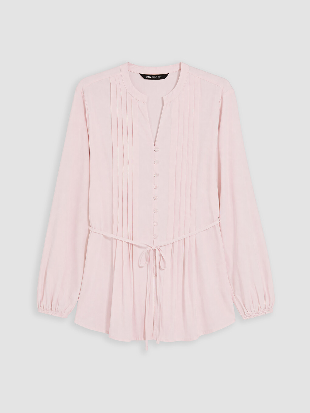 Pembe Pileli Kuşaklı Oversize Kadın Gömlek Tunik