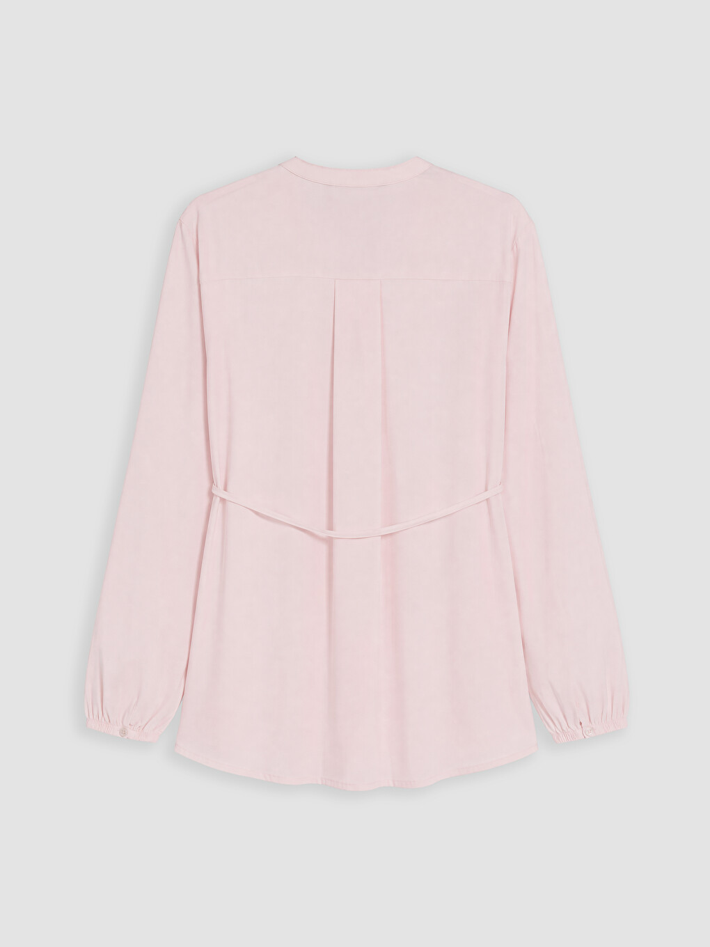 Pembe Pileli Kuşaklı Oversize Kadın Gömlek Tunik-2