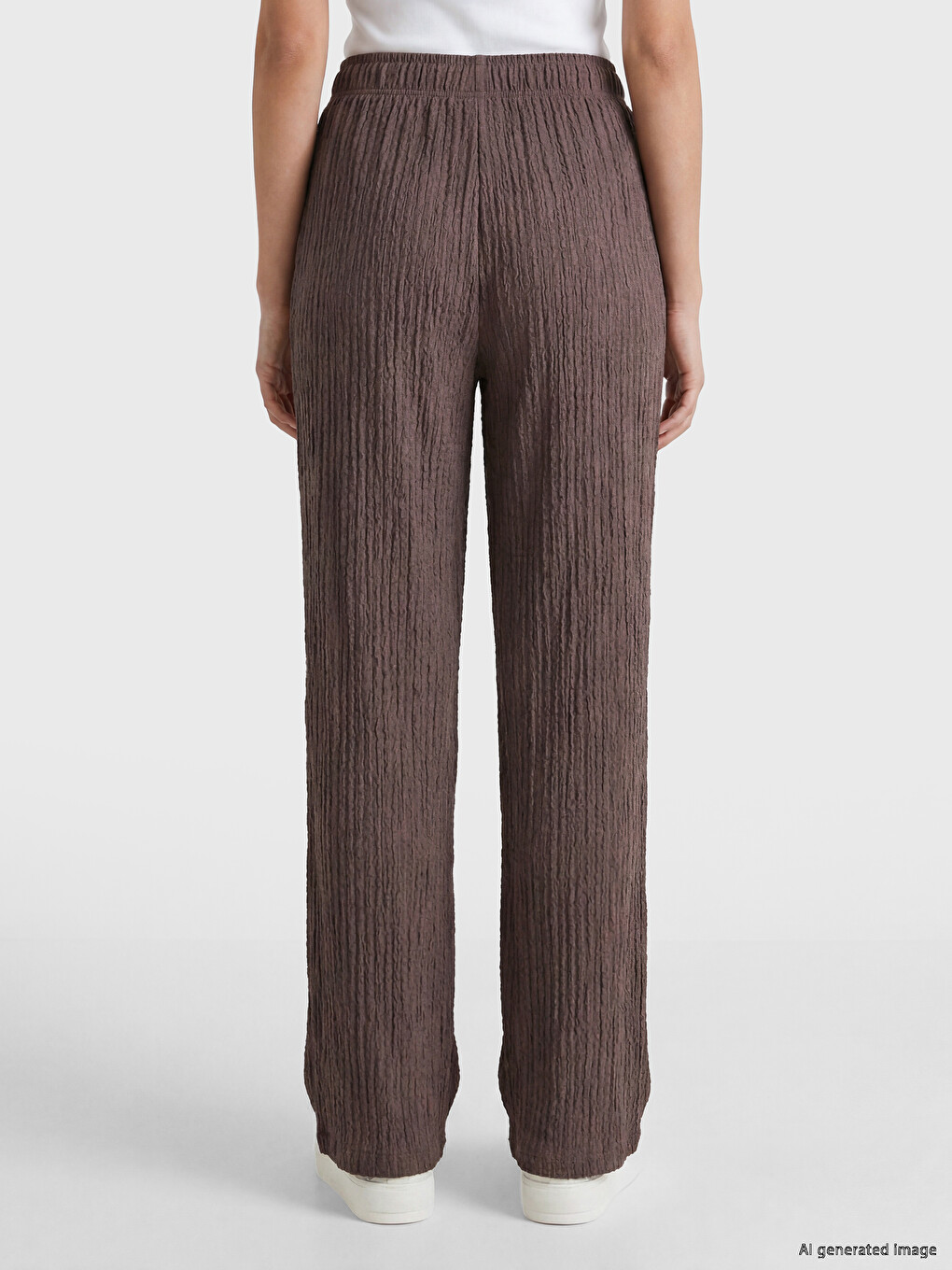Elastic Waist Textured Women's Trousers-3
