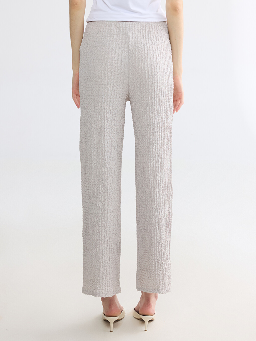 Elastic Waist Textured Women's Trousers-3