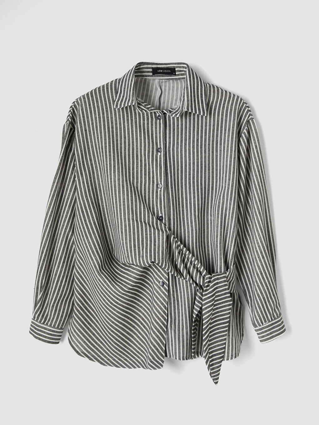 Tie Detailed Striped Women's Shirt