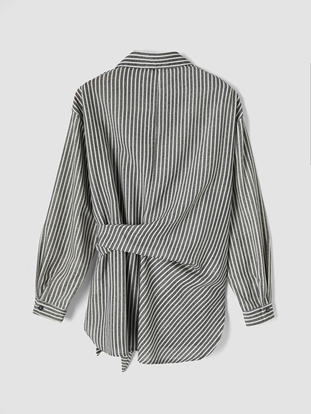 Tie Detailed Striped Women's Shirt-1
