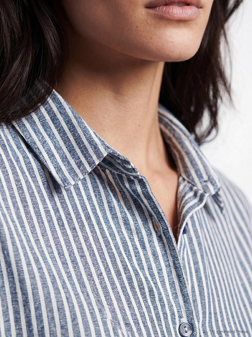 Tie Detailed Striped Women's Shirt-2