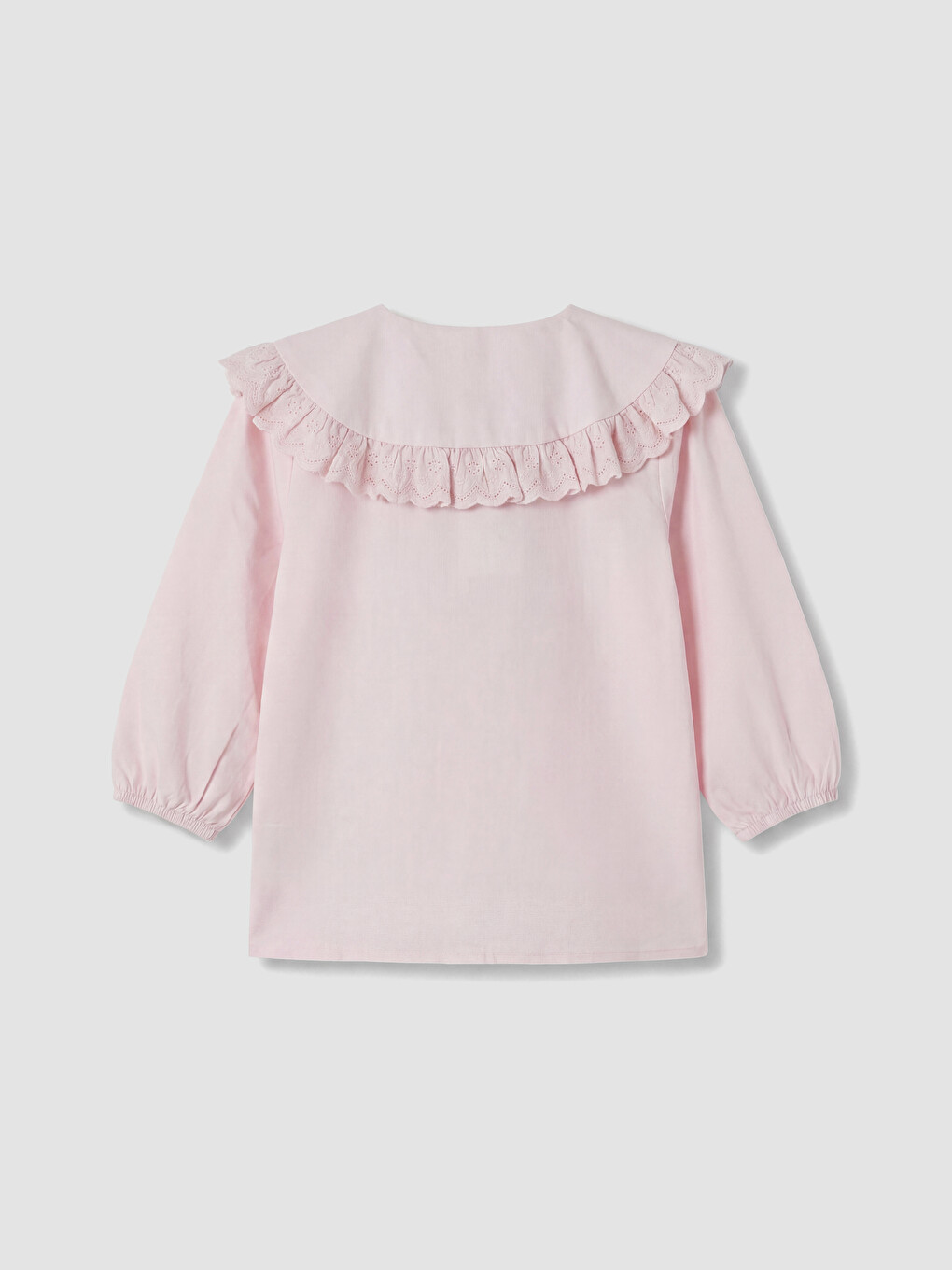 Pembe Fırfır Detaylı Bebe Yaka Kız Çocuk Gömlek-2